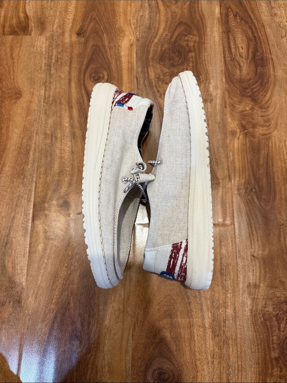 Hey Dude Light Beige Canvas Slip-Ons with Texas Flag Accent - Picture 3 of 7